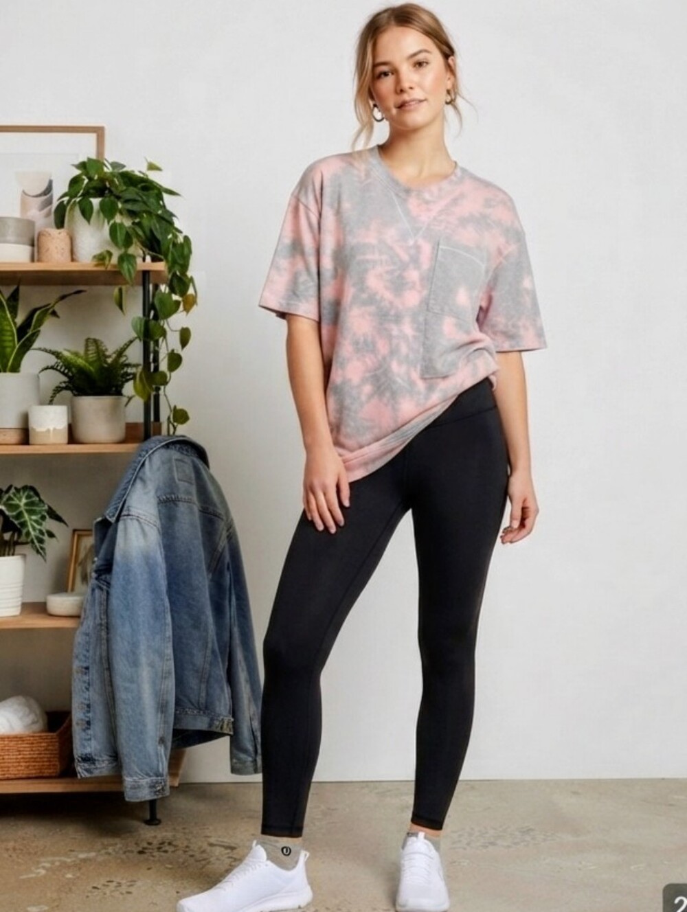 Lululemon LA All Yours Pocket Tee Dress Pink Grey Cloud Tie Dye Smiley Size 6 8